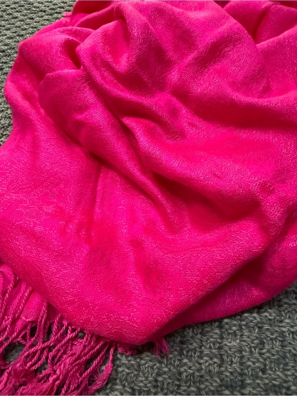 Pashmina Fuscia bright pink scarf 27” x 76”, gorgeous wrap